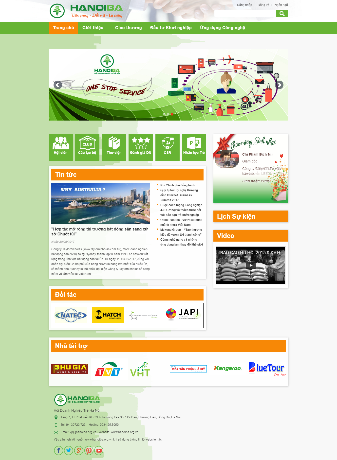 Thiết kế Web tổ chức hiệp hội hanoiba.org.vn